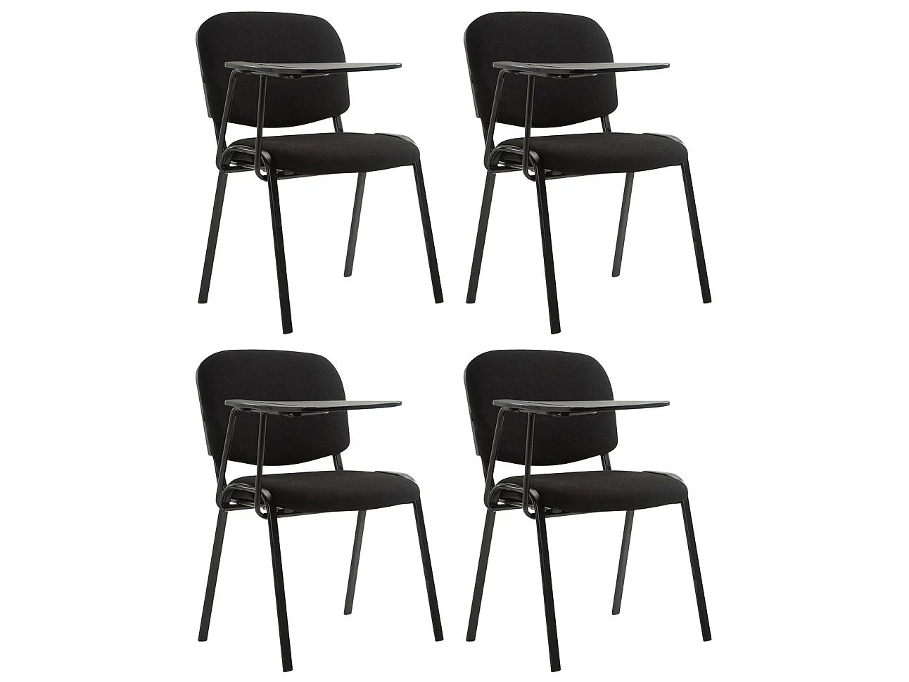 Lot de 4  Chaise de conférence - Tissu & Métal noir mat - Noir - Ken
