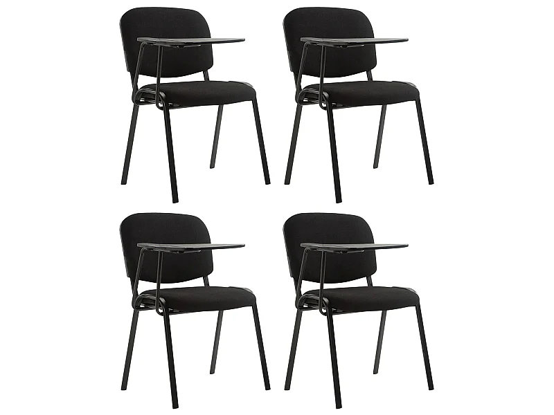 Lot de 4  Chaise de conférence - Tissu & Métal noir mat - Noir - Ken
