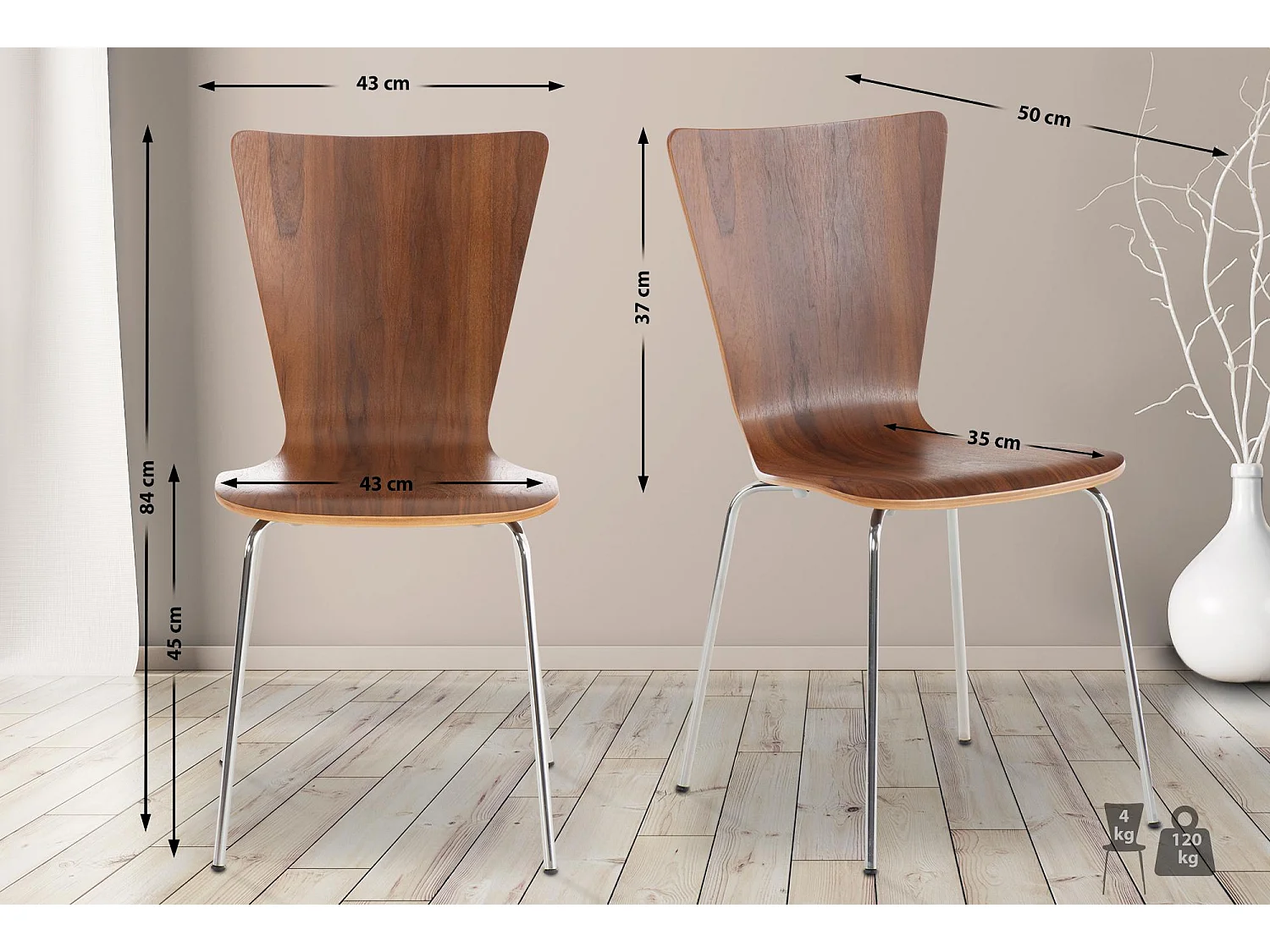 Chaise de conférence - Bois - Noyer - Aaron