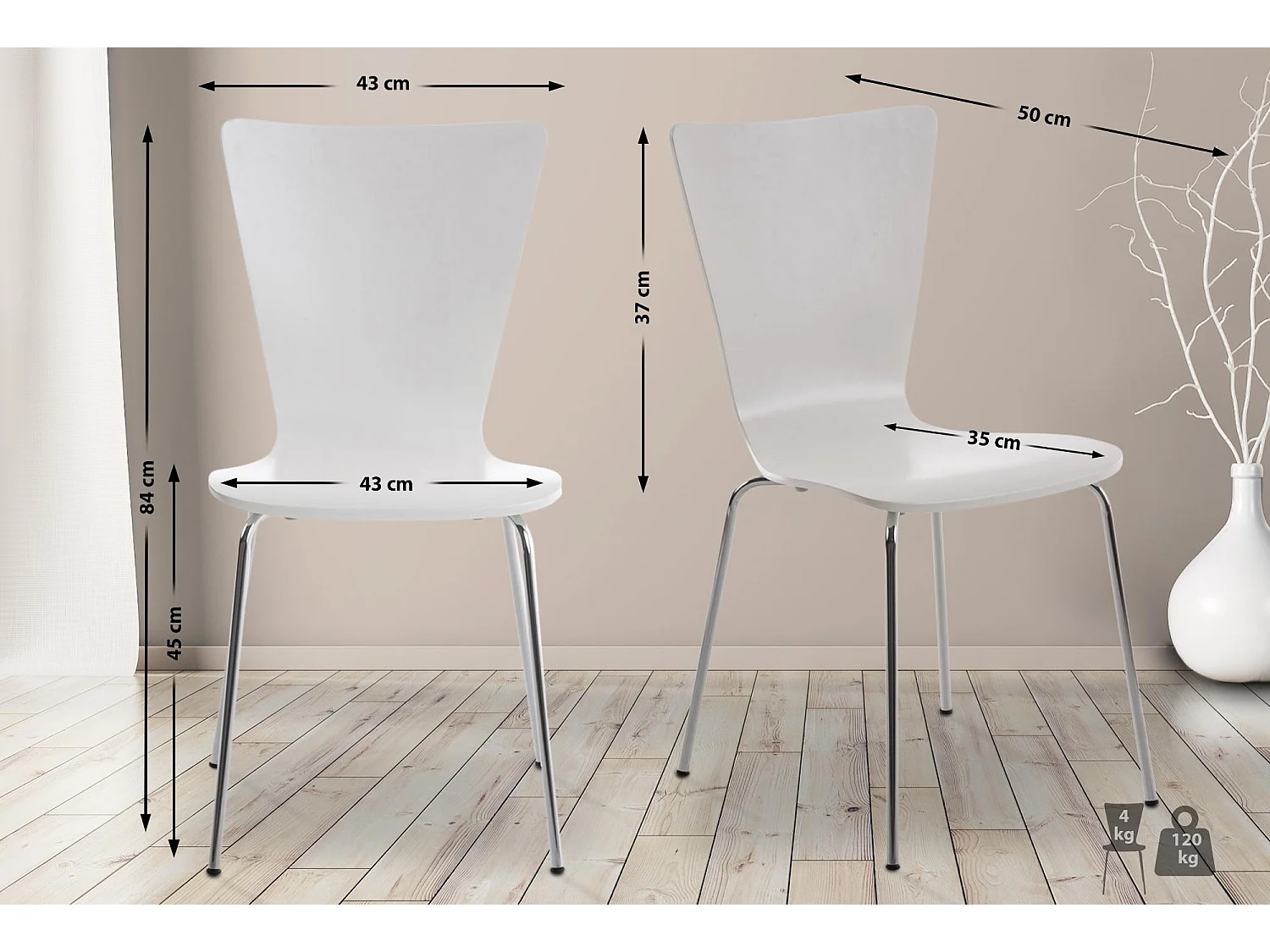 Conferentiestoelen - Hout - wit - Aaron