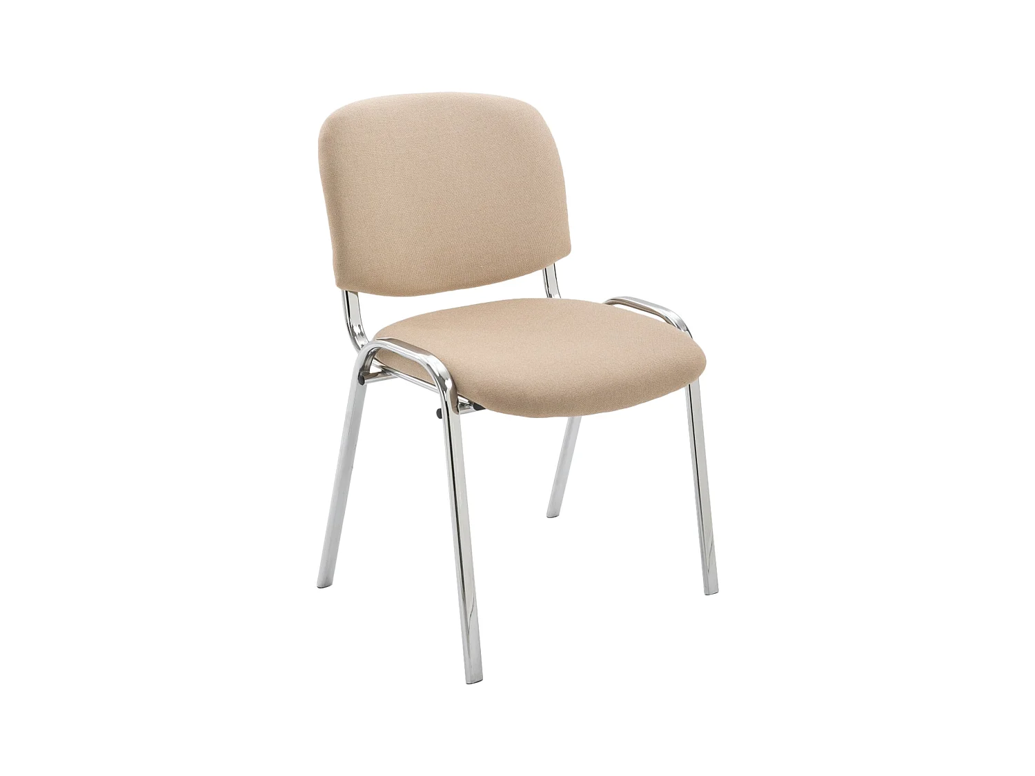 Chaise de salle à manger - Tissu & Métal chromé - Crème - Ken