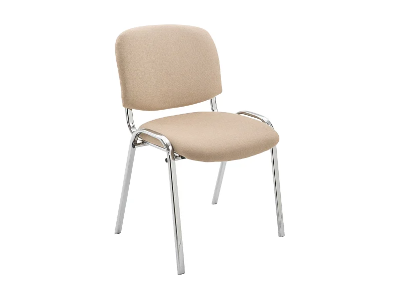 Chaise de salle à manger - Tissu & Métal chromé - Crème - Ken