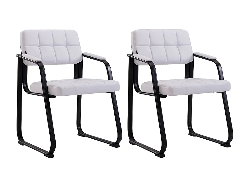 Lot de 2  chaises avec accoudoirs - Similicuir - Blanc - Canada B