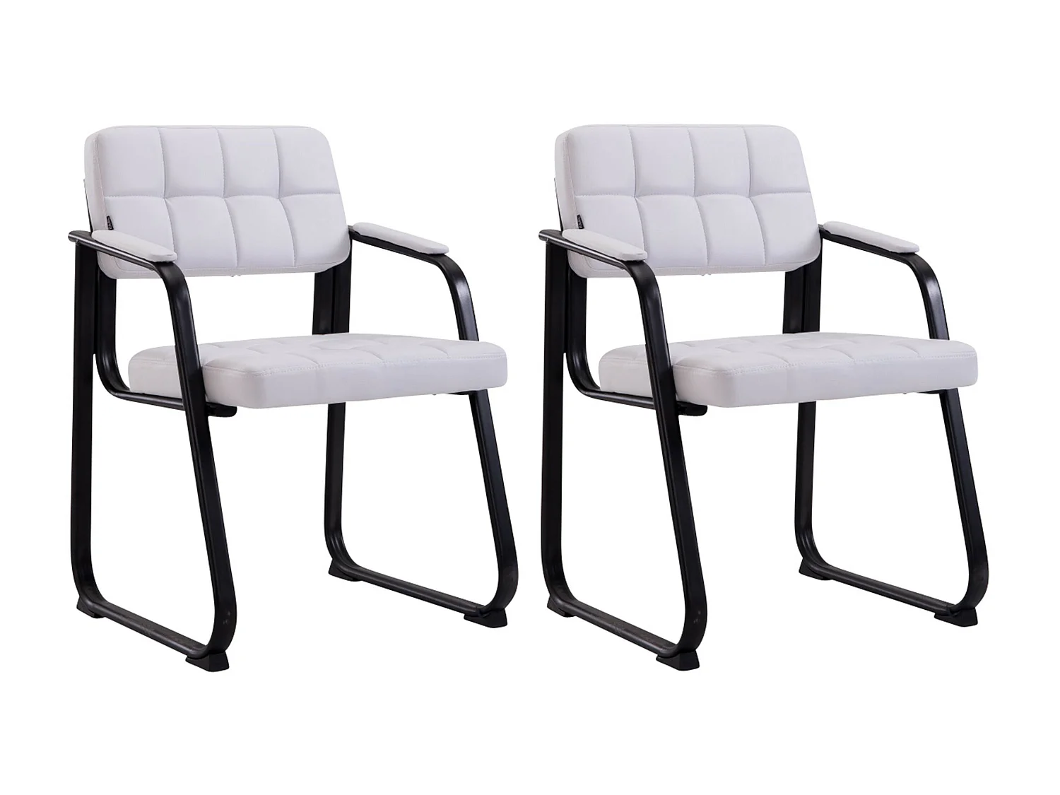 Lot de 2  chaises avec accoudoirs - Similicuir - Blanc - Canada B