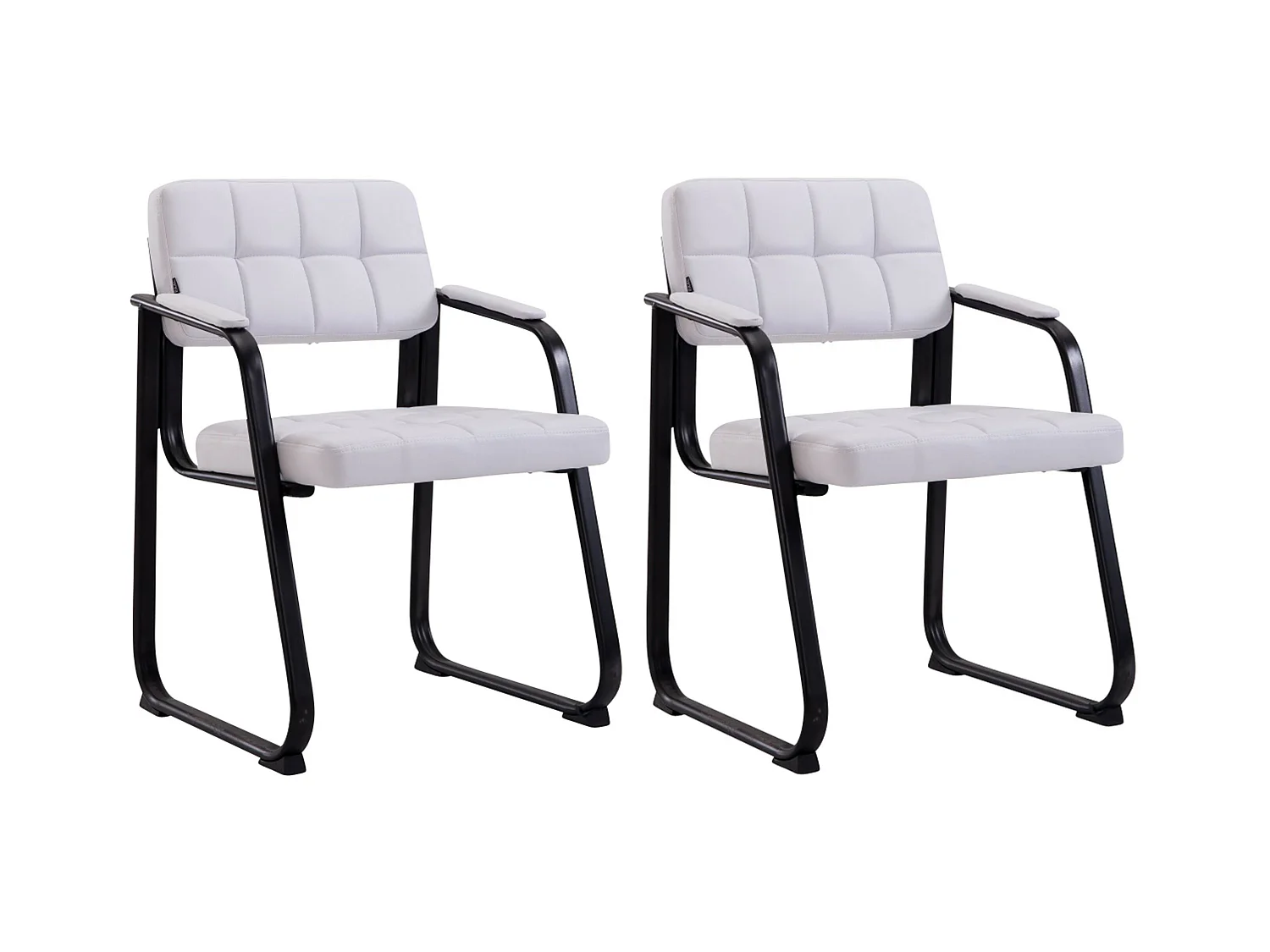 Lot de 2  chaises avec accoudoirs - Similicuir & Blanc - Blanc - Canada B