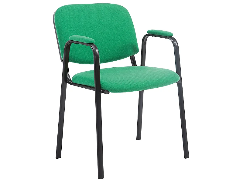 Chaise de conférence - Tissu & Métal noir mat - Vert - Ken Pro