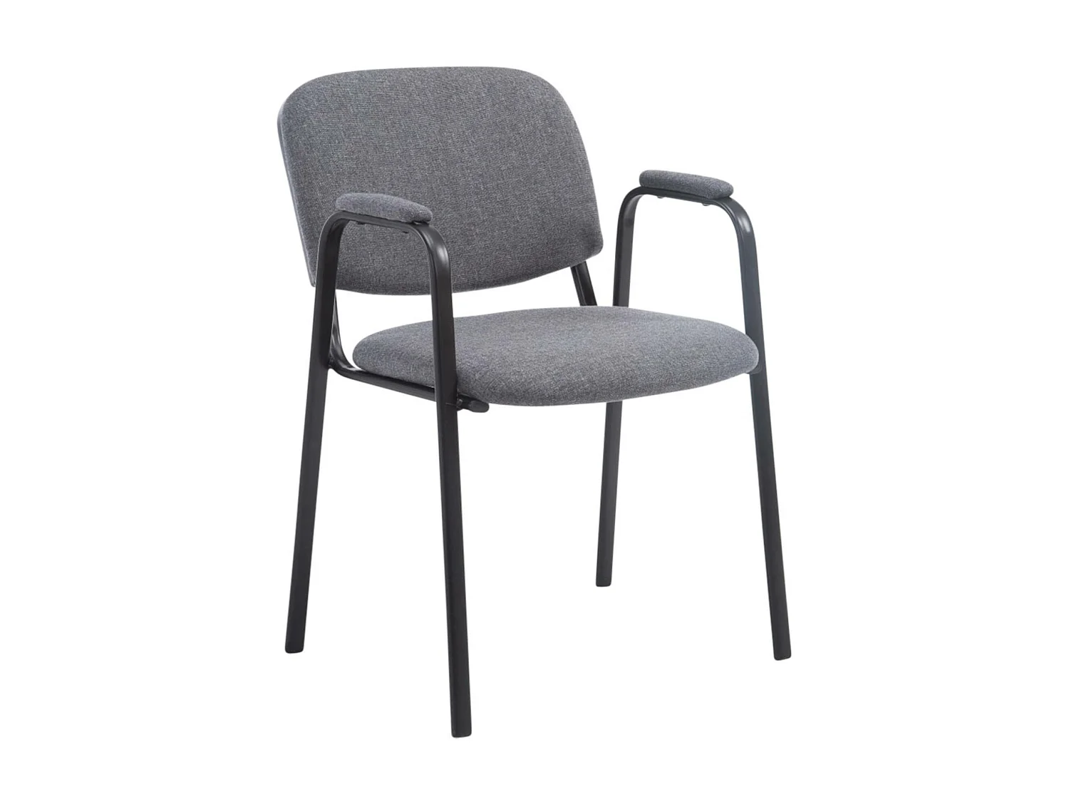 Lot de 4  Chaise de conférence - Tissu & Métal noir mat - Gris - Ken Pro