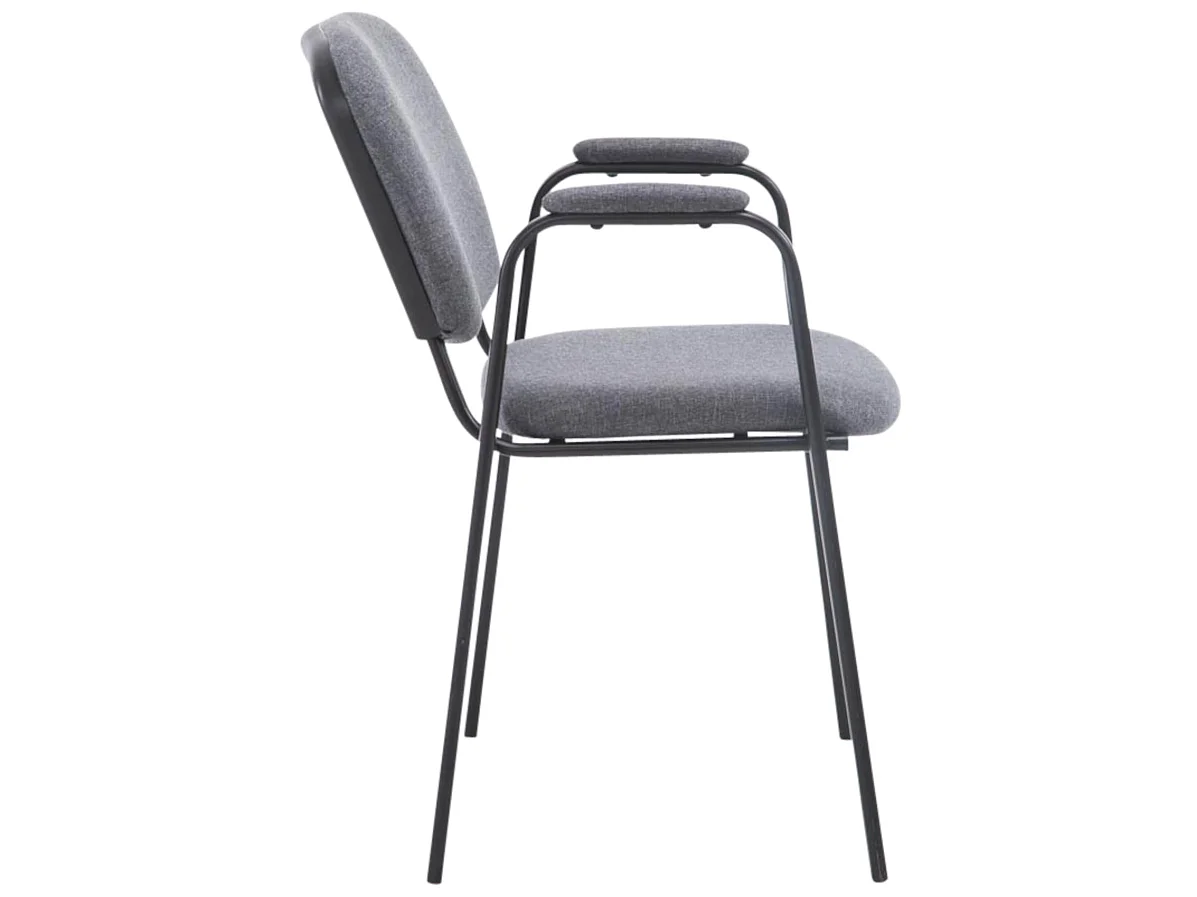 Lot de 4  Chaise de conférence - Tissu & Métal noir mat - Gris - Ken Pro
