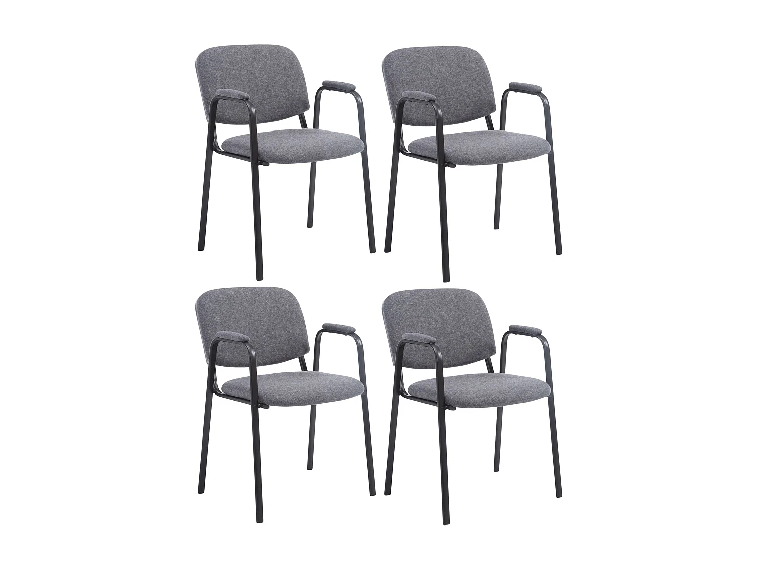 Lot de 4  Chaise de conférence - Tissu - Gris - Ken Pro