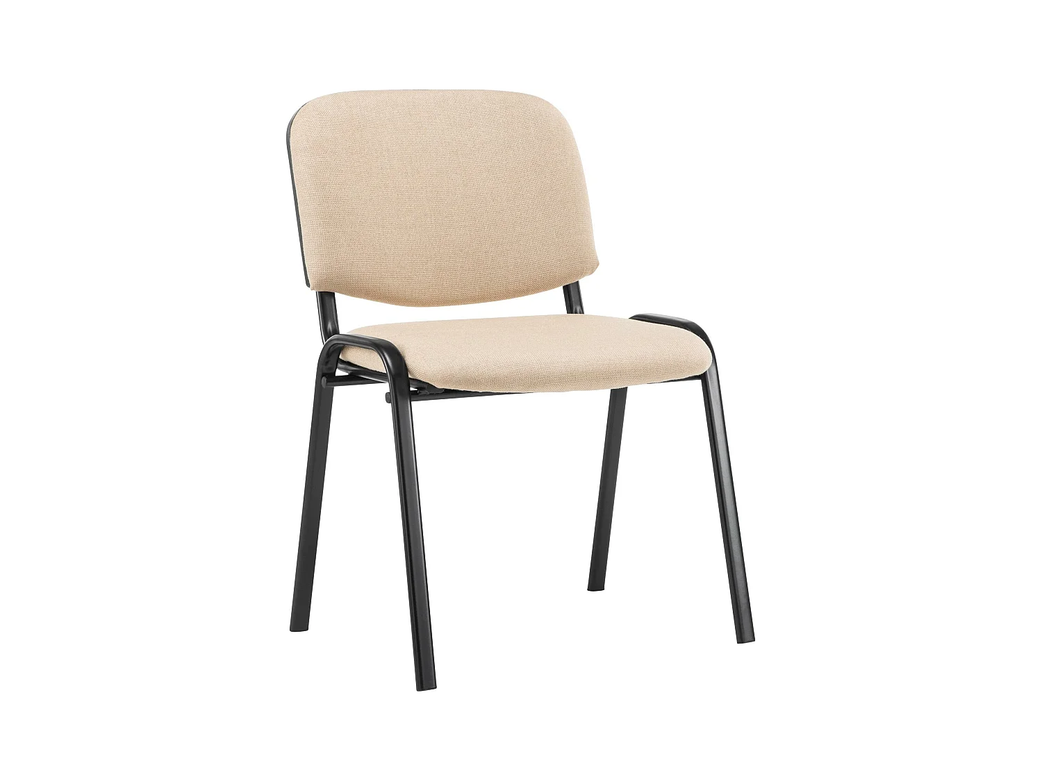 Chaise de conférence - Tissu & Métal noir mat - Crème - Ken