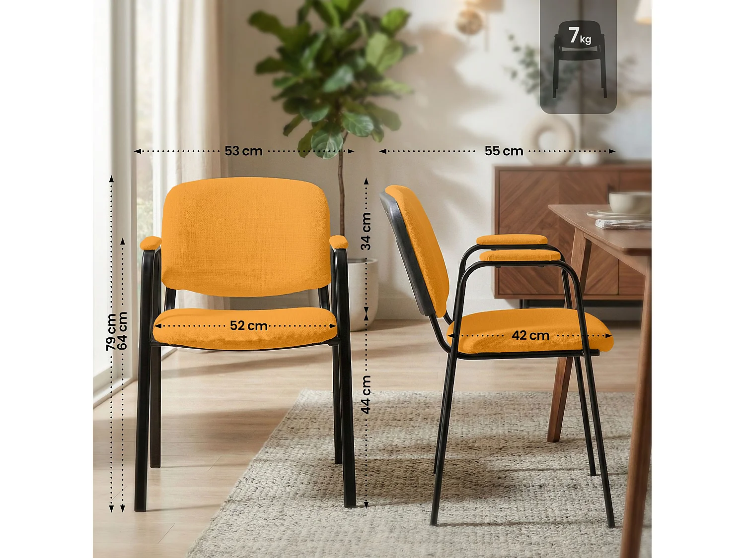 Chaise de conférence - Tissu & Blanc - Orange - Ken Pro