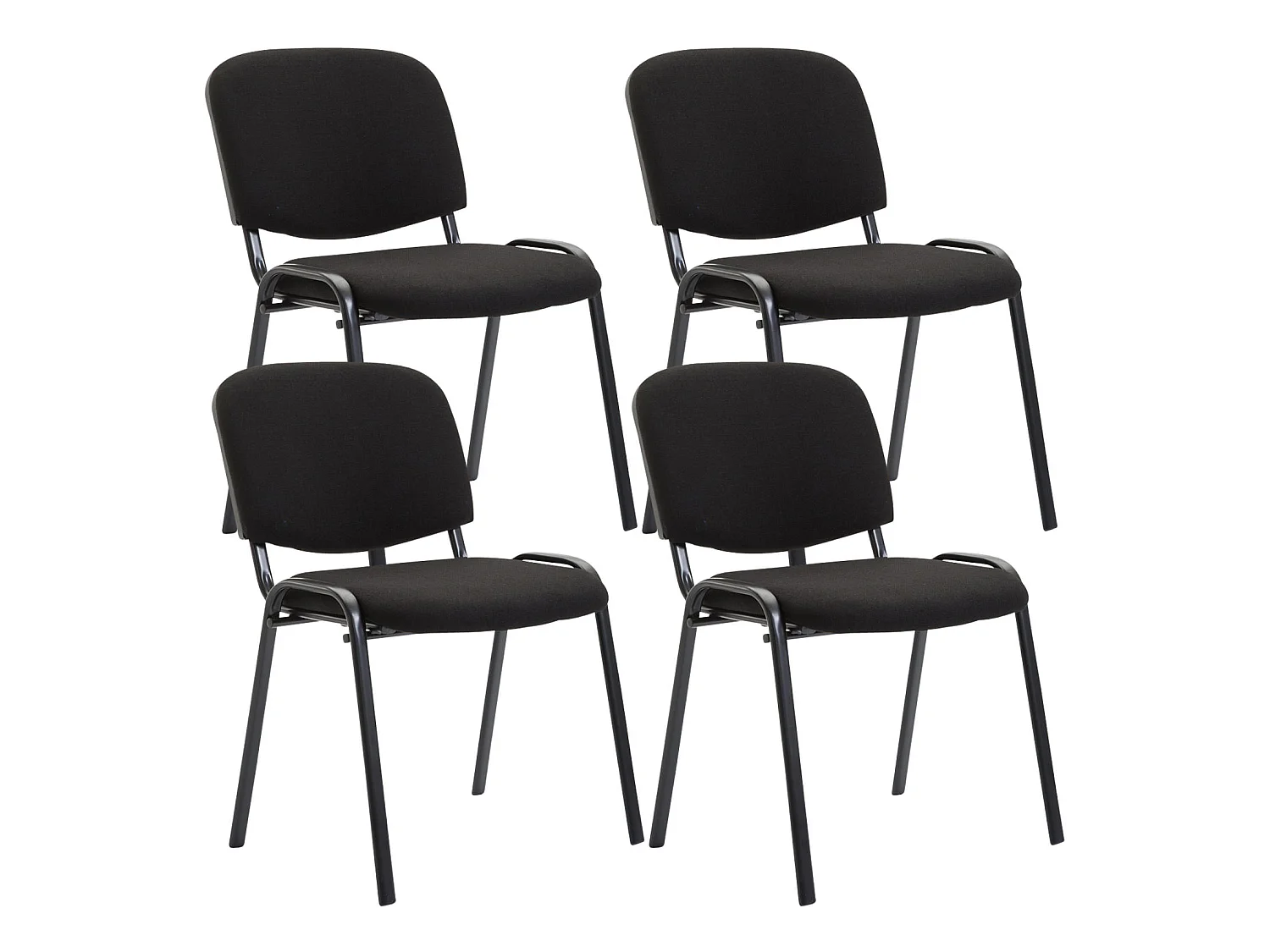 Lot de 4  Chaise de conférence - Tissu & Noir - Noir - Ken