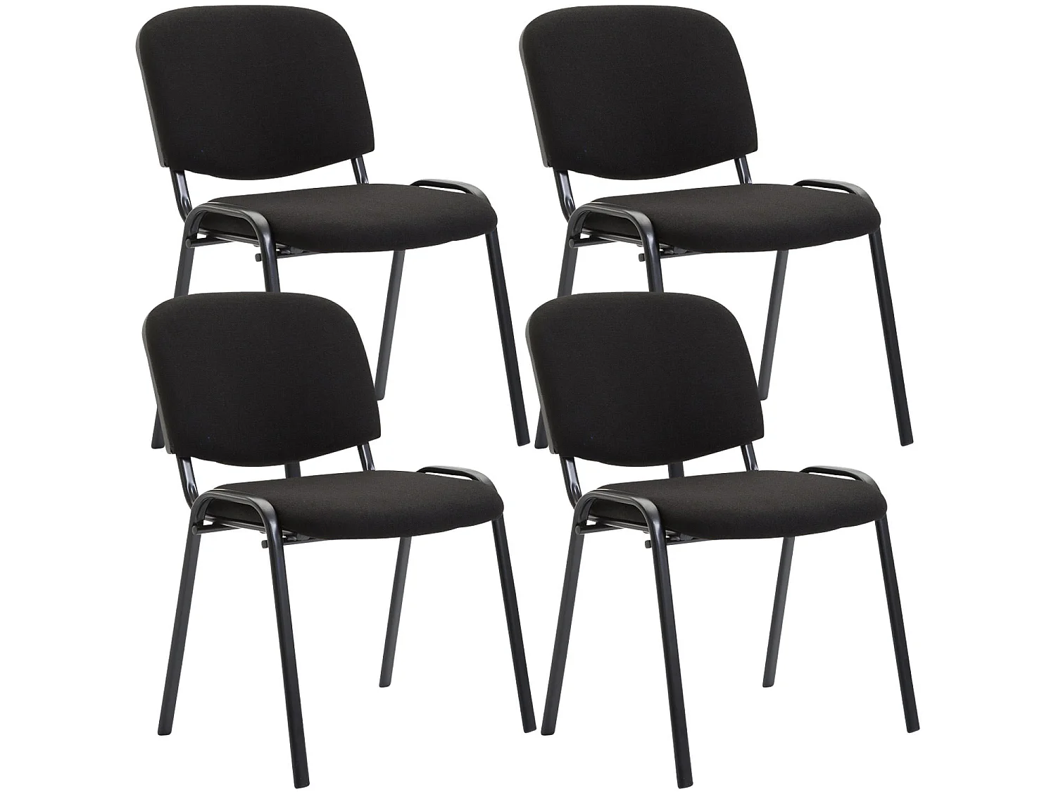 Lot de 4  Chaise de conférence - Tissu & Noir - Noir - Ken