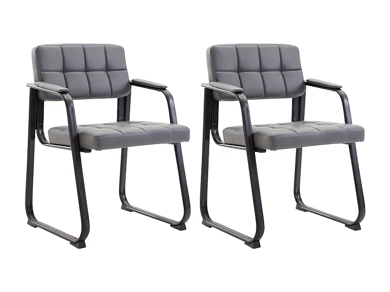 Lot de 2  chaises avec accoudoirs - Similicuir & Nature - Gris - Canada B