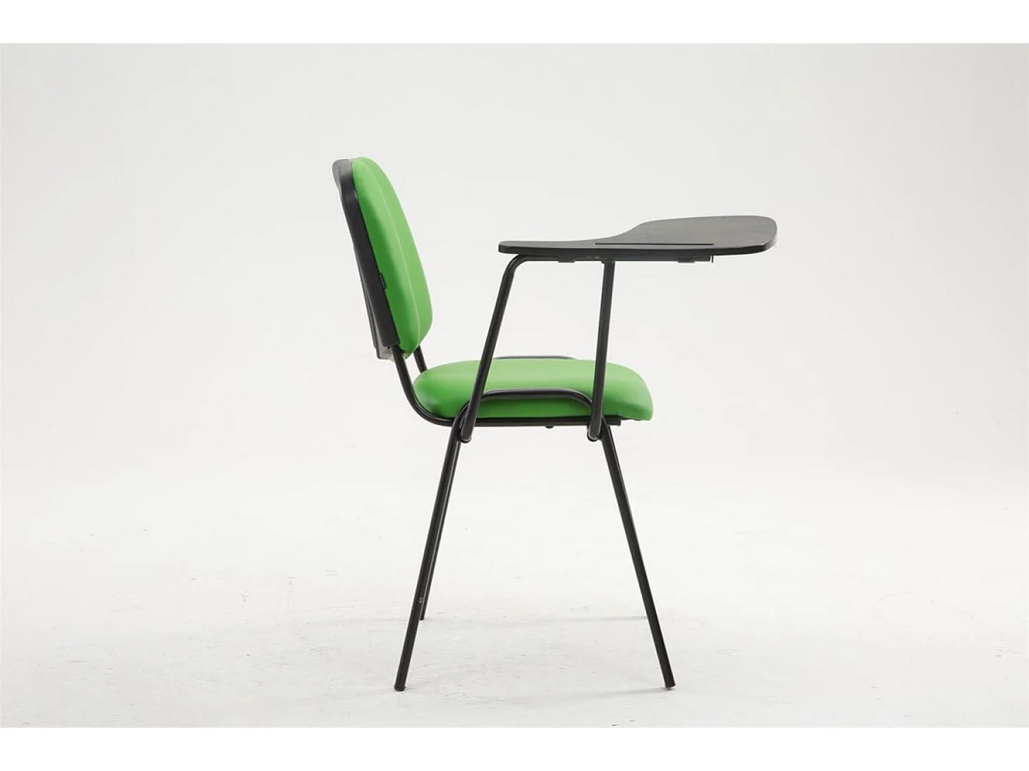 Konferenzstuhl - Kunstleder & Metall matt schwarz - grün - Ken mit Klapptisch