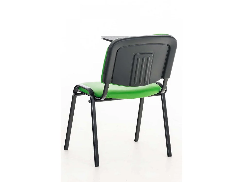 Konferenzstuhl - Kunstleder & Metall matt schwarz - grün - Ken mit Klapptisch
