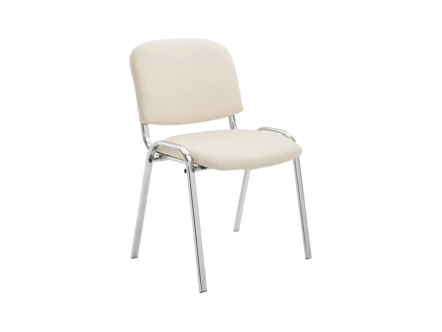 Chaise de salle à manger - Similicuir & Métal chromé - Crème - Ken