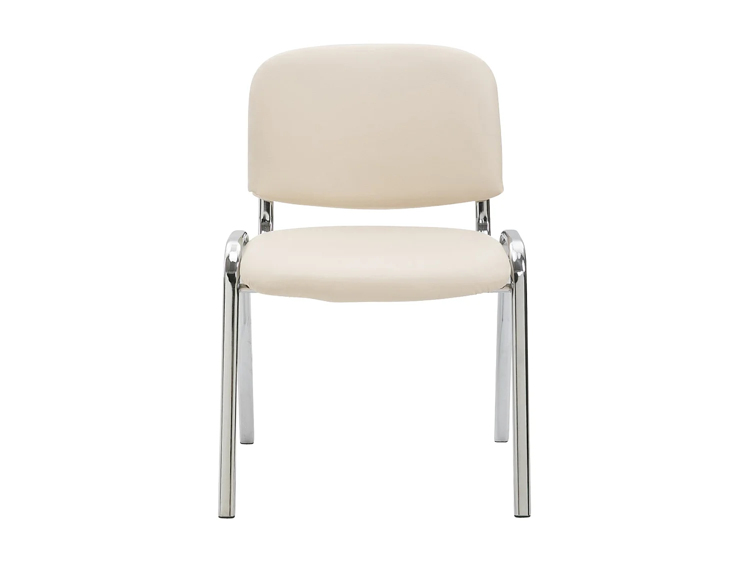 Chaise de salle à manger - Similicuir & Métal chromé - Crème - Ken