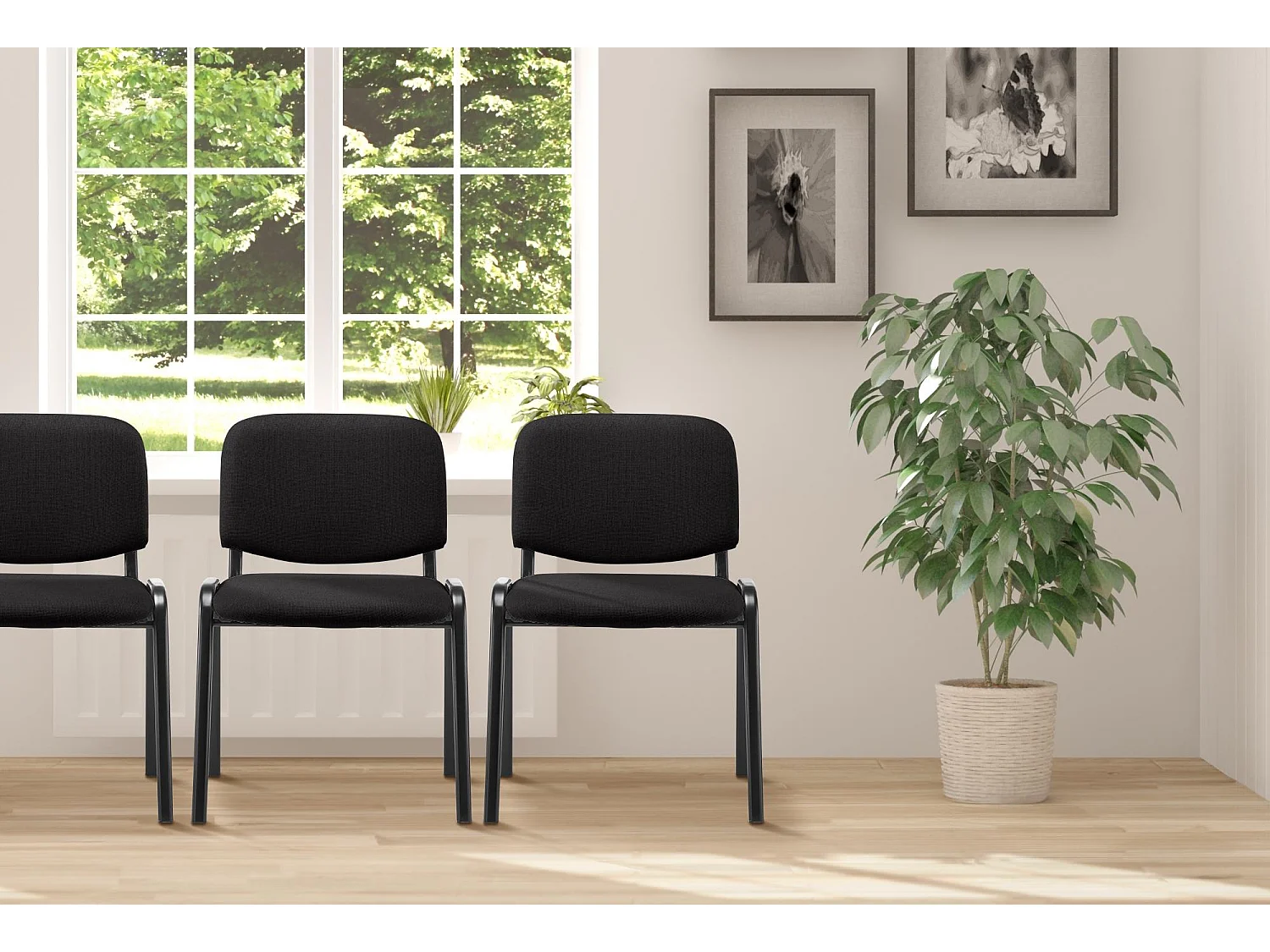 Conferentiestoelen - Stof & Metaal mat zwart - zwart - Ken