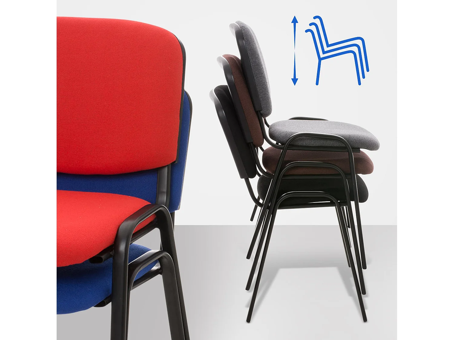 Conferentiestoelen - Stof & Metaal mat zwart - zwart - Ken