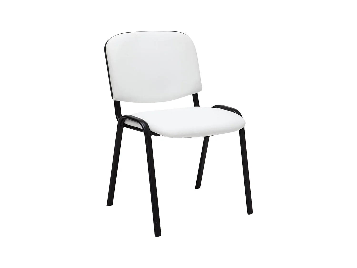 Chaise de salle à manger - Similicuir & Métal noir mat - Blanc - Ken