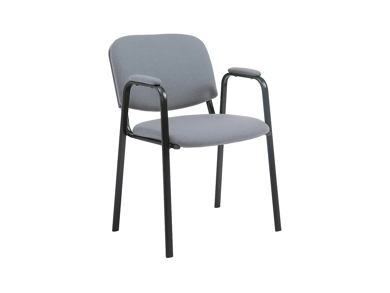 Chaise de conférence - Tissu & Métal noir mat - Gris - Ken Pro