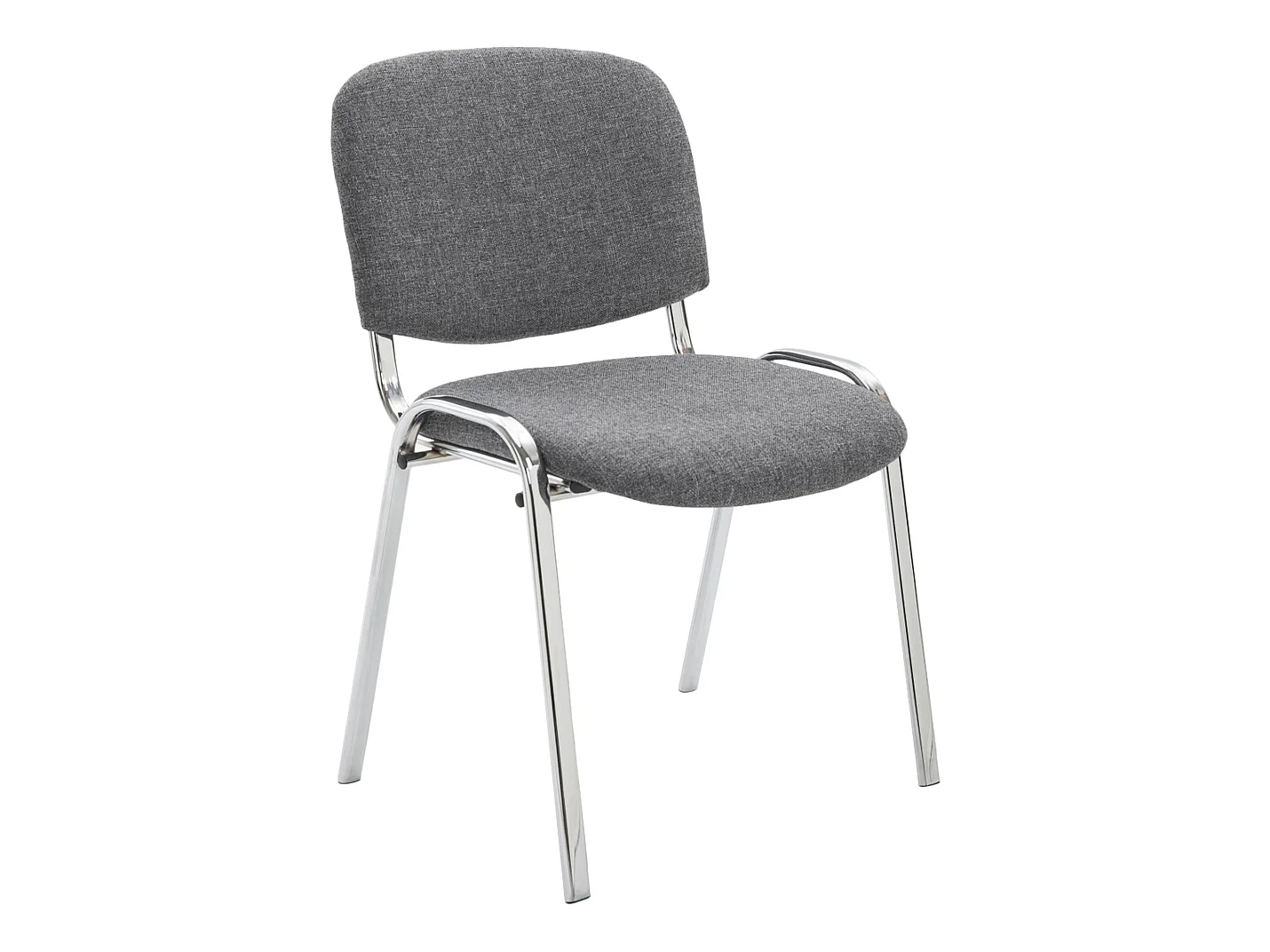 Chaise de salle à manger - Tissu & Métal chromé - Gris - Ken
