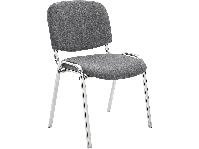 Chaise de salle à manger - Tissu & Métal chromé - Gris - Ken