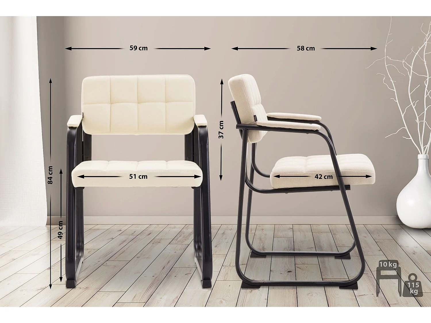 Stoel met armleuningen - Kunstleer & natura - creme - Canada B