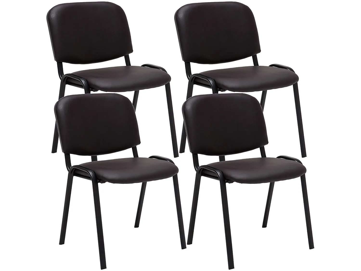 Set van 4  Conferentiestoelen - Kunstleer & Metaal mat zwart - bruin - Ken