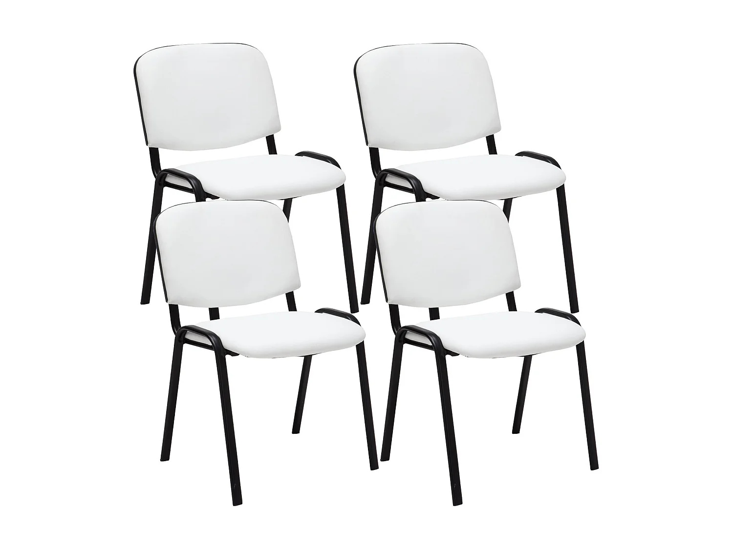 Lot de 4  Chaise de conférence - Similicuir & Noir - Blanc - Ken