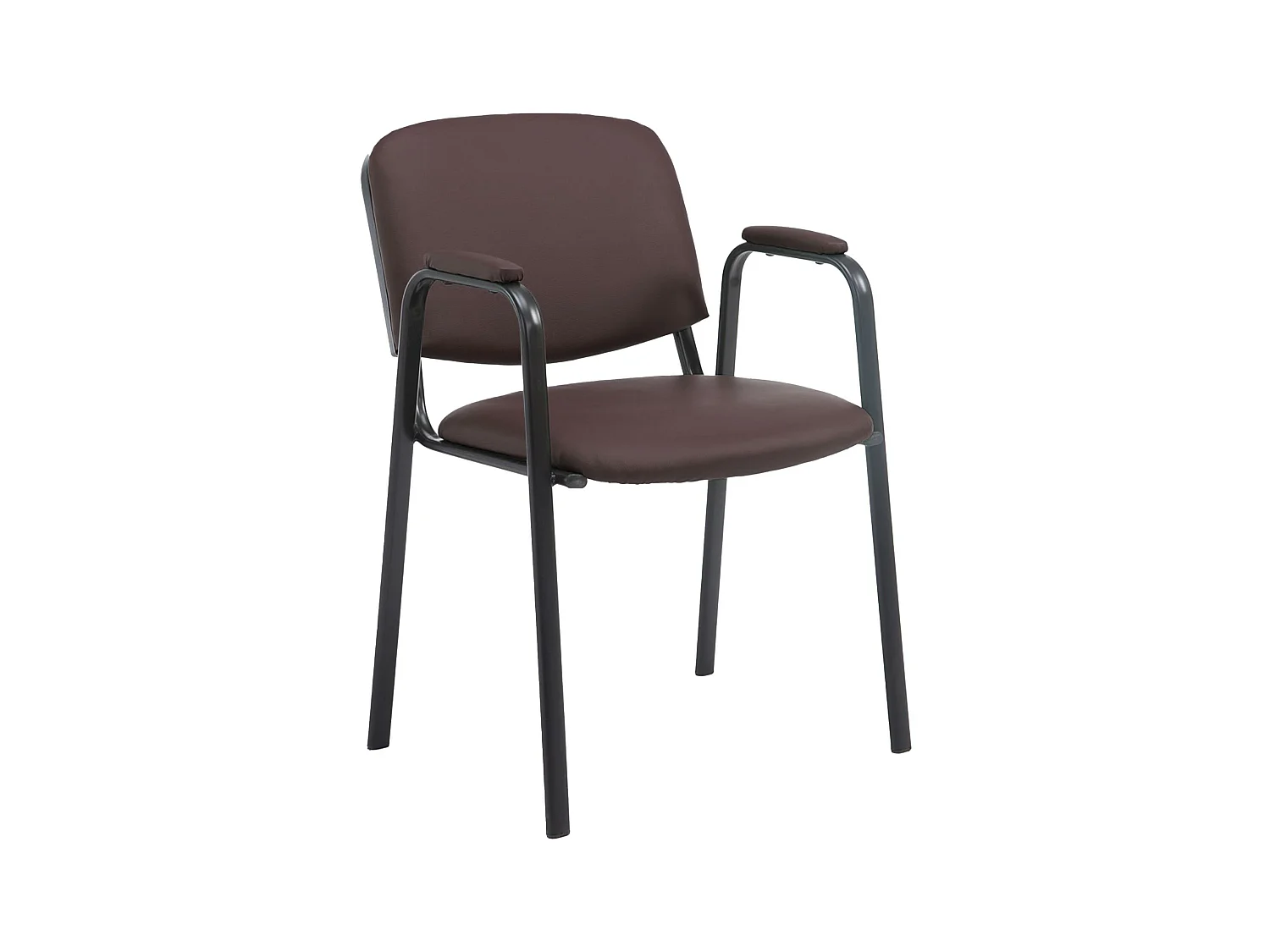 Chaise de conférence - Similicuir & Métal noir mat - Marron - Ken Pro