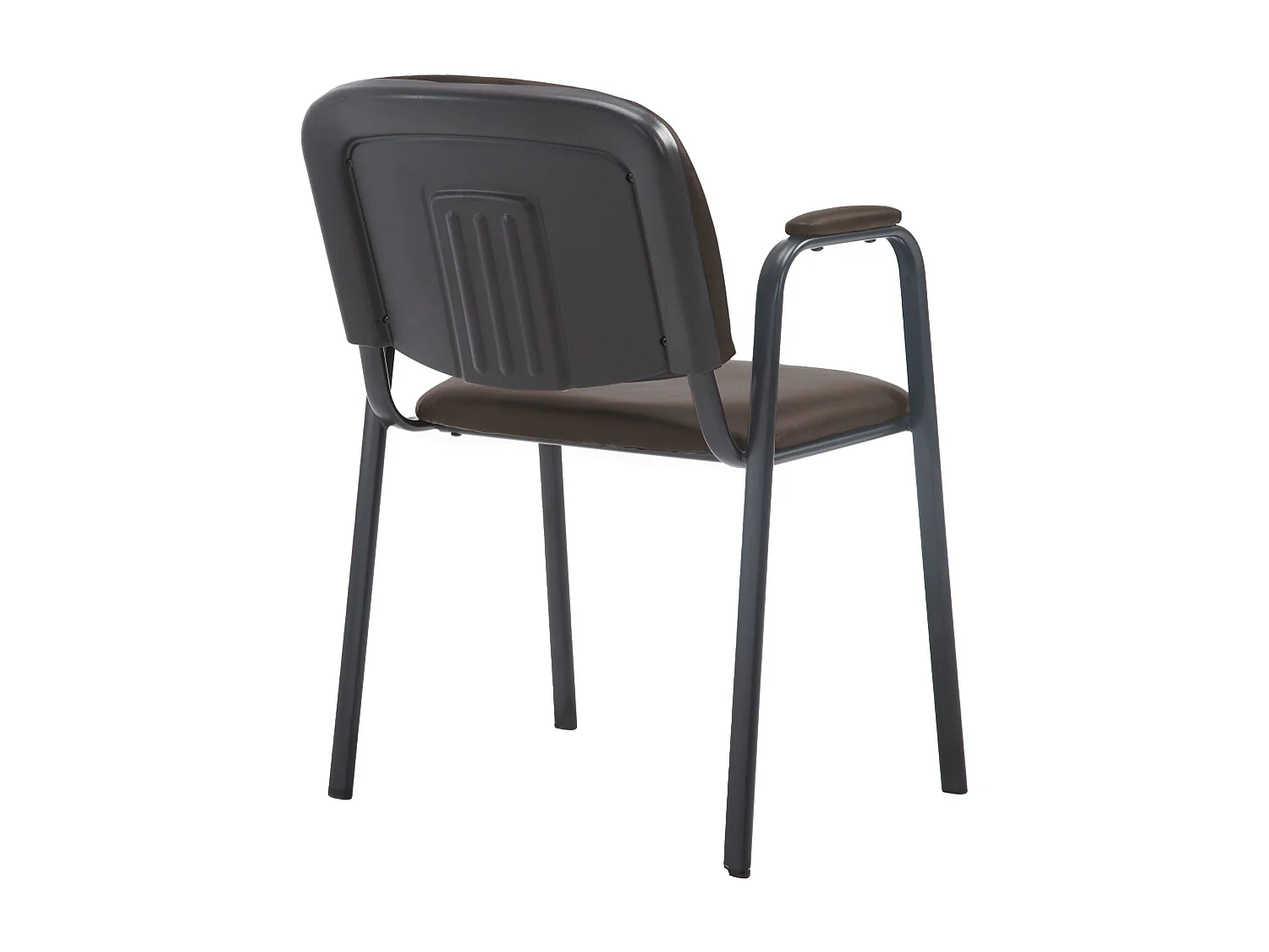 Chaise de conférence - Similicuir & Métal noir mat - Marron - Ken Pro