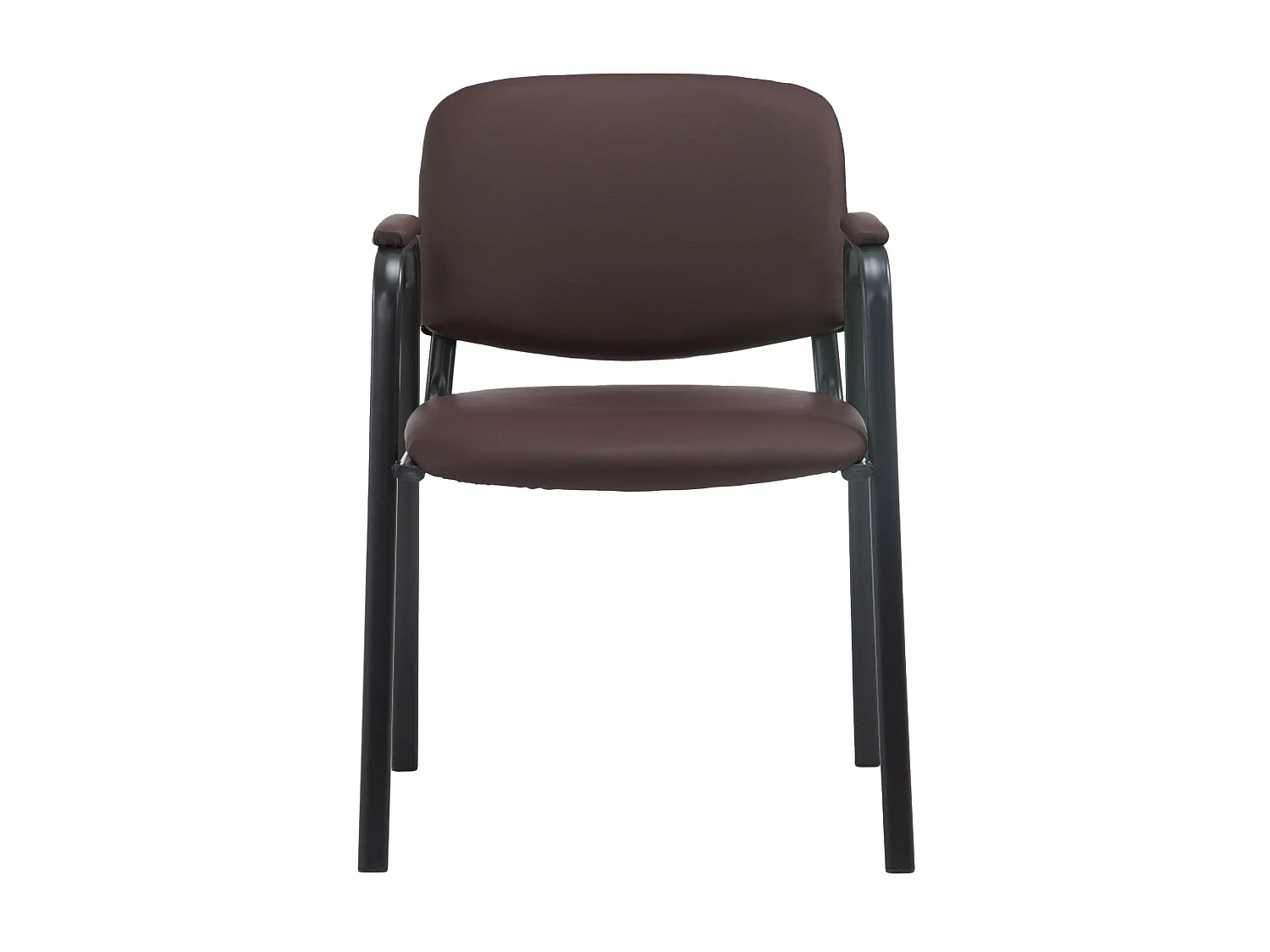 Chaise de conférence - Similicuir & Métal noir mat - Marron - Ken Pro