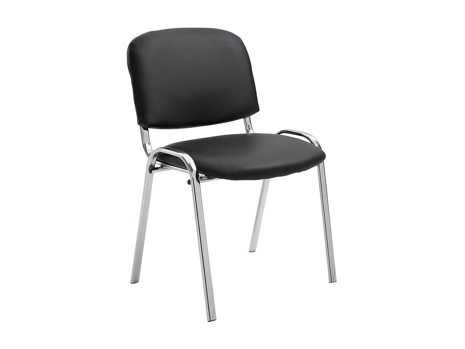 Chaise de salle à manger - Similicuir & Métal chromé - Noir - Ken