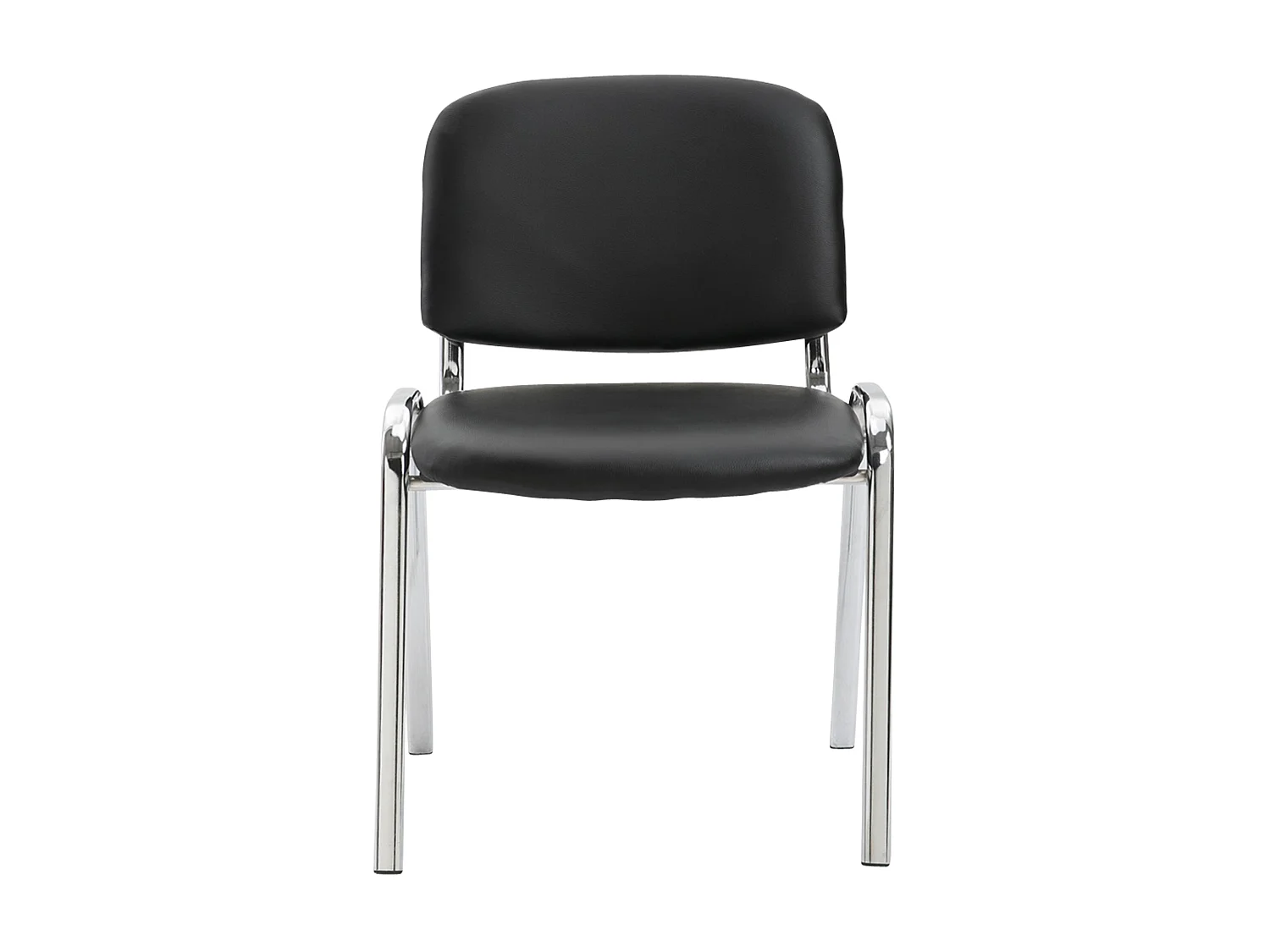 Chaise de salle à manger - Similicuir & Métal chromé - Noir - Ken