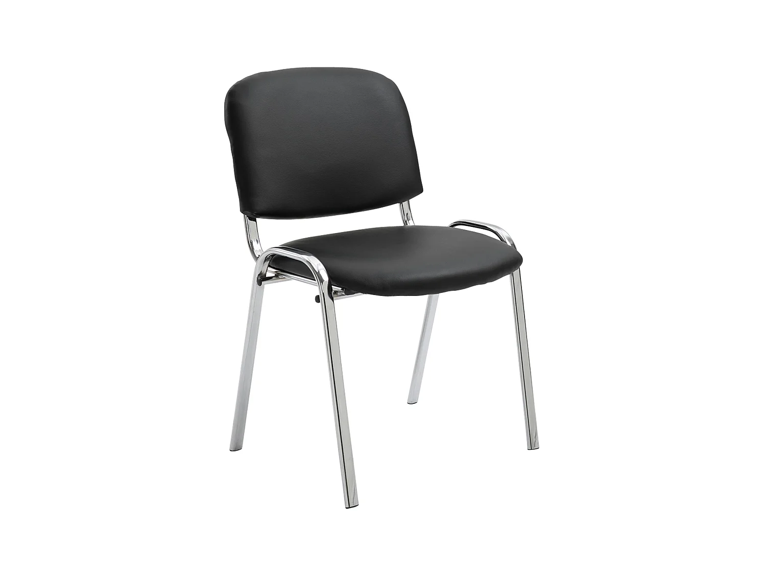 Chaise de salle à manger - Similicuir & Métal chromé - Noir - Ken