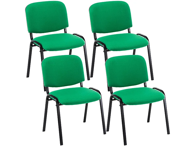 Lot de 4 Chaise de salle à manger - Tissu & Métal noir mat - Vert - Ken