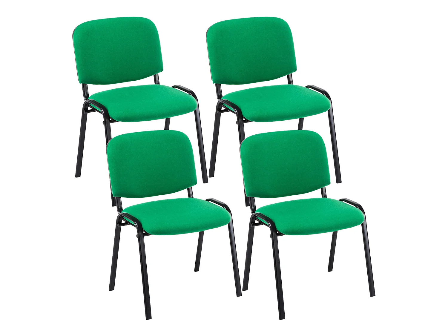 Lot de 4 Chaise de salle à manger - Tissu & Métal noir mat - Vert - Ken