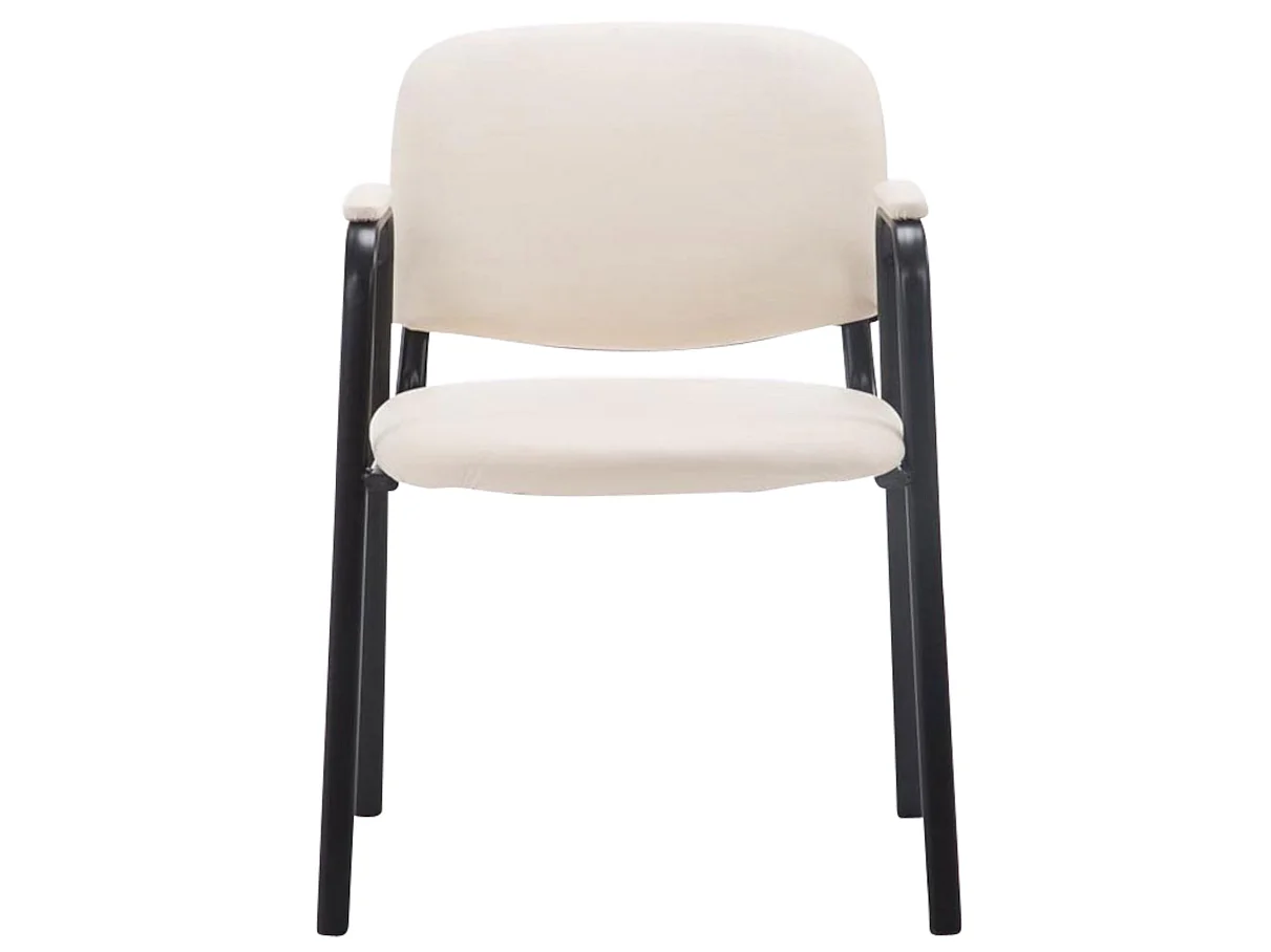 Lot de 4 Chaise de salle à manger - Similicuir & Métal noir mat - Crème - Ken Pro