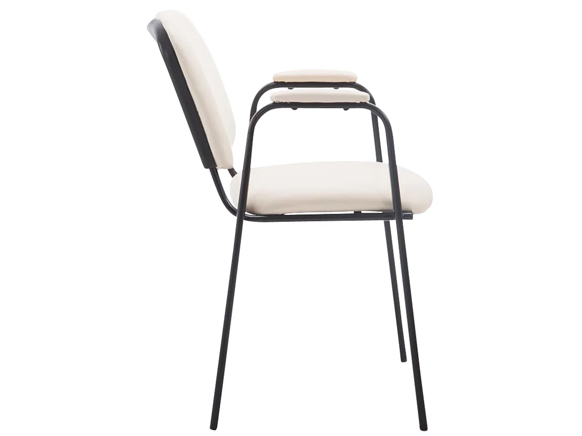 Lot de 4 Chaise de salle à manger - Similicuir & Métal noir mat - Crème - Ken Pro