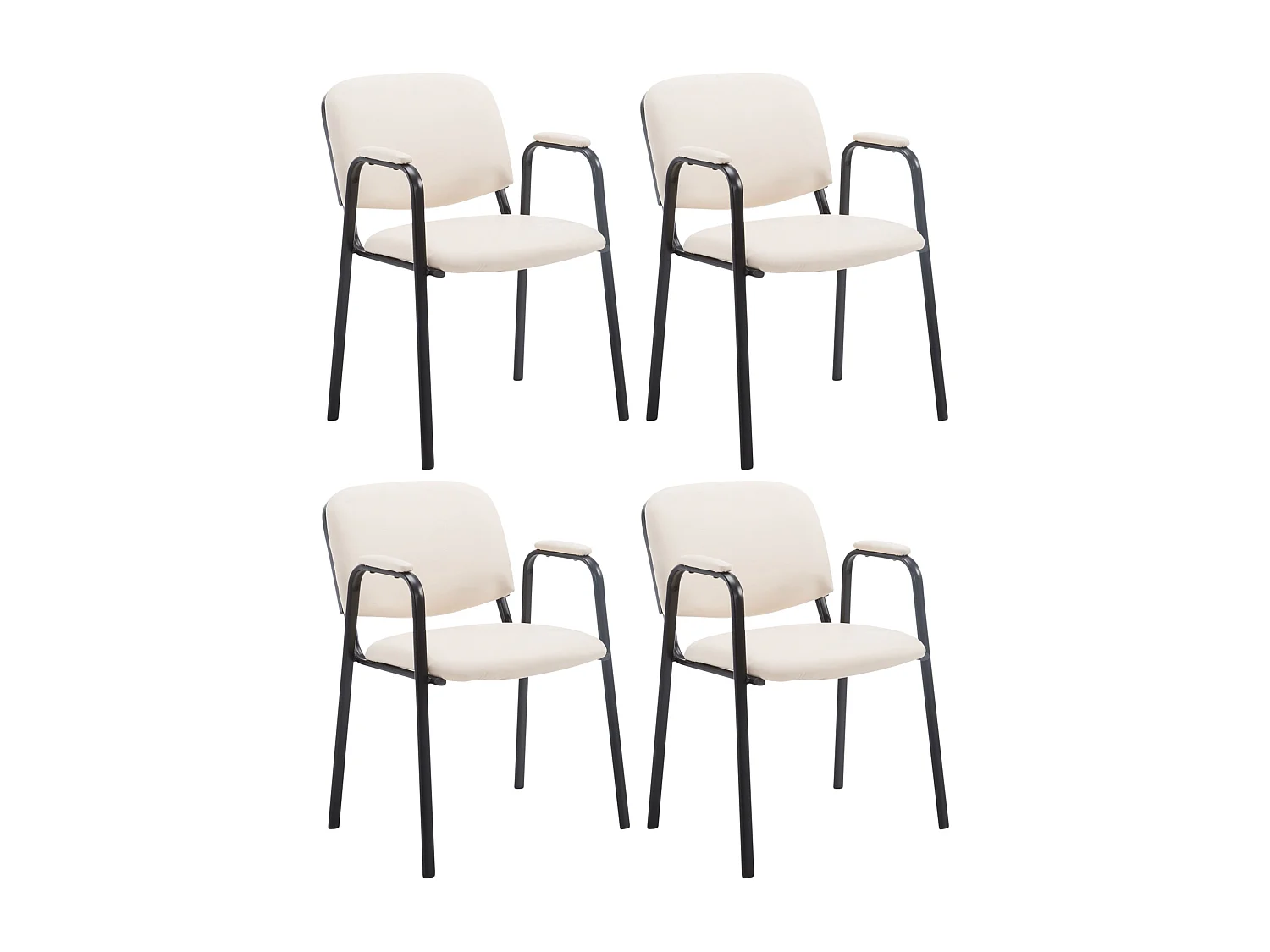 Lot de 4  Chaise de conférence - Similicuir - Crème - Ken Pro
