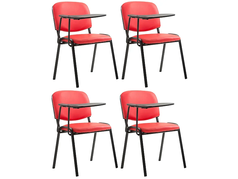 Set van 4  Conferentiestoelen - Kunstleer - rood - Ken