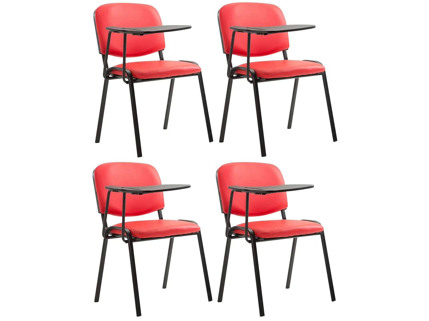 Set van 4  Conferentiestoelen - Kunstleer - rood - Ken