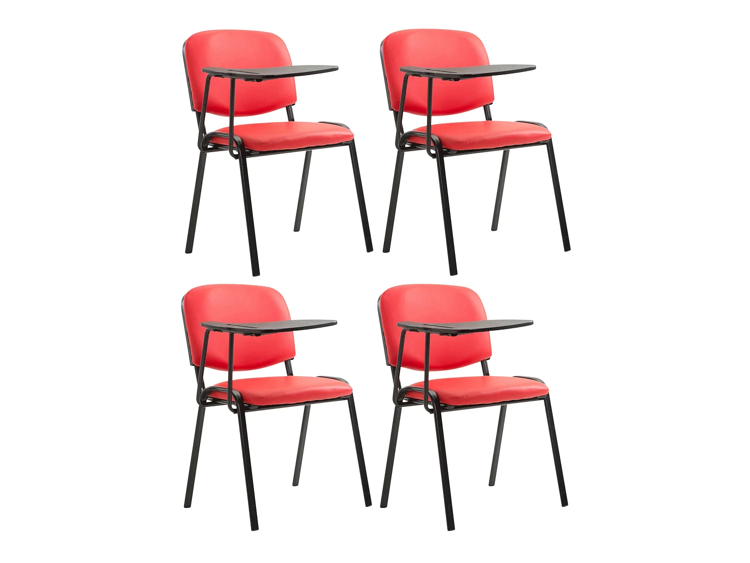 Lot de 4  Chaise de conférence - Similicuir - Rouge - Ken