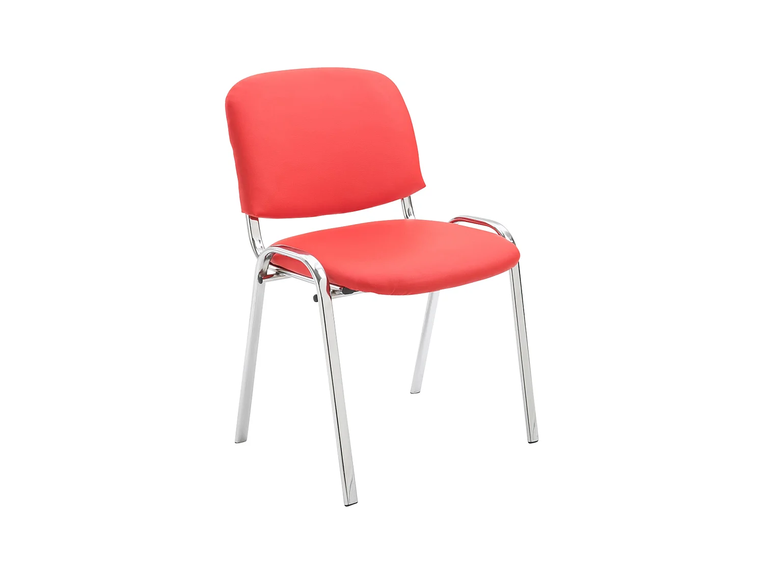 Chaise de salle à manger - Similicuir & Métal chromé - Rouge - Ken