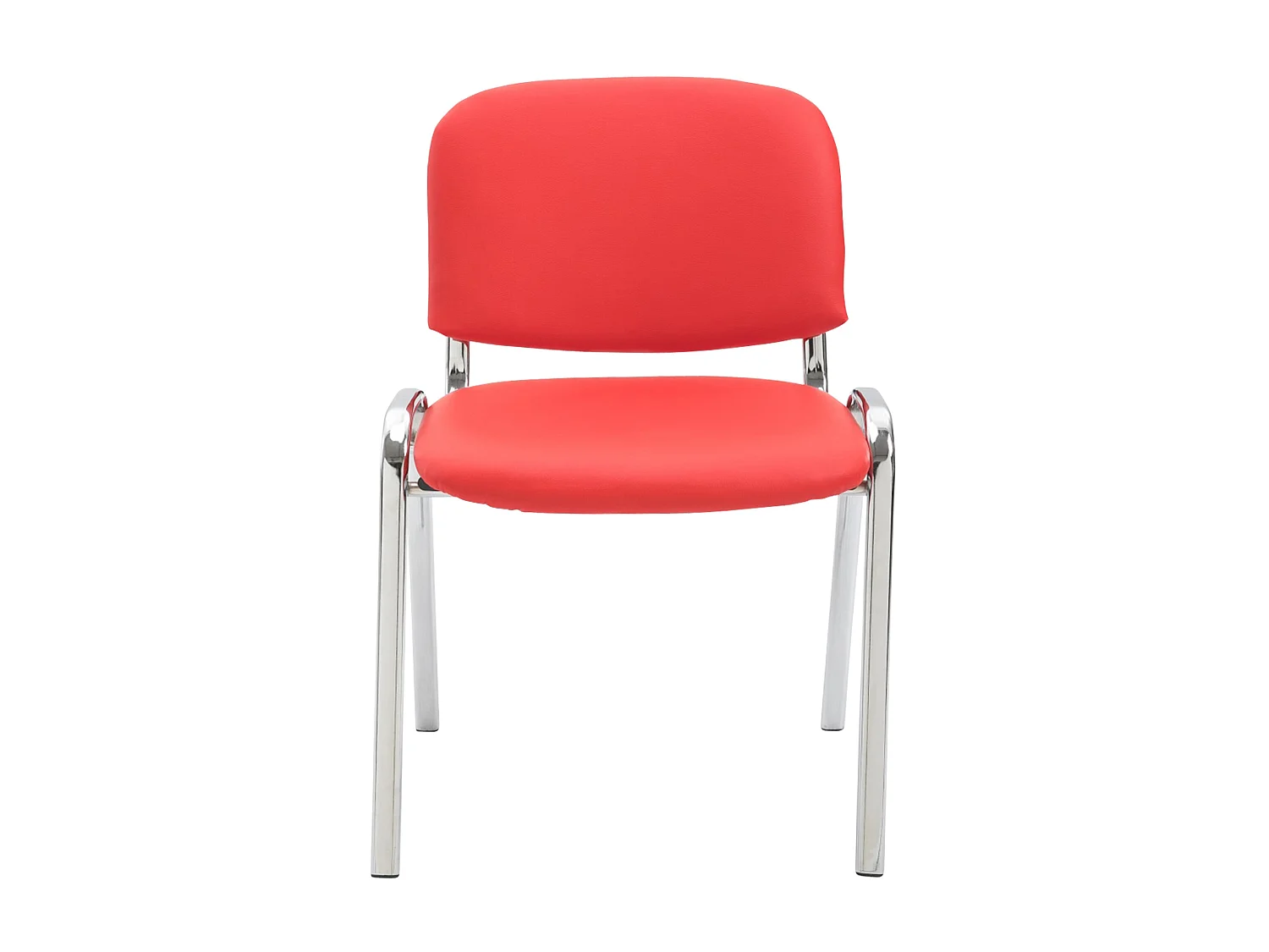 Chaise de salle à manger - Similicuir & Métal chromé - Rouge - Ken