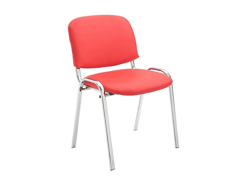 Chaise de salle à manger - Similicuir & Métal chromé - Rouge - Ken