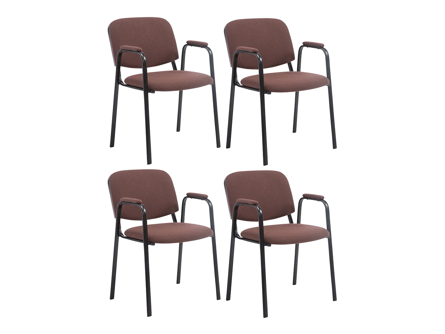 Lot de 4  Chaise de conférence - Tissu & Métal noir mat - Marron - Ken Pro