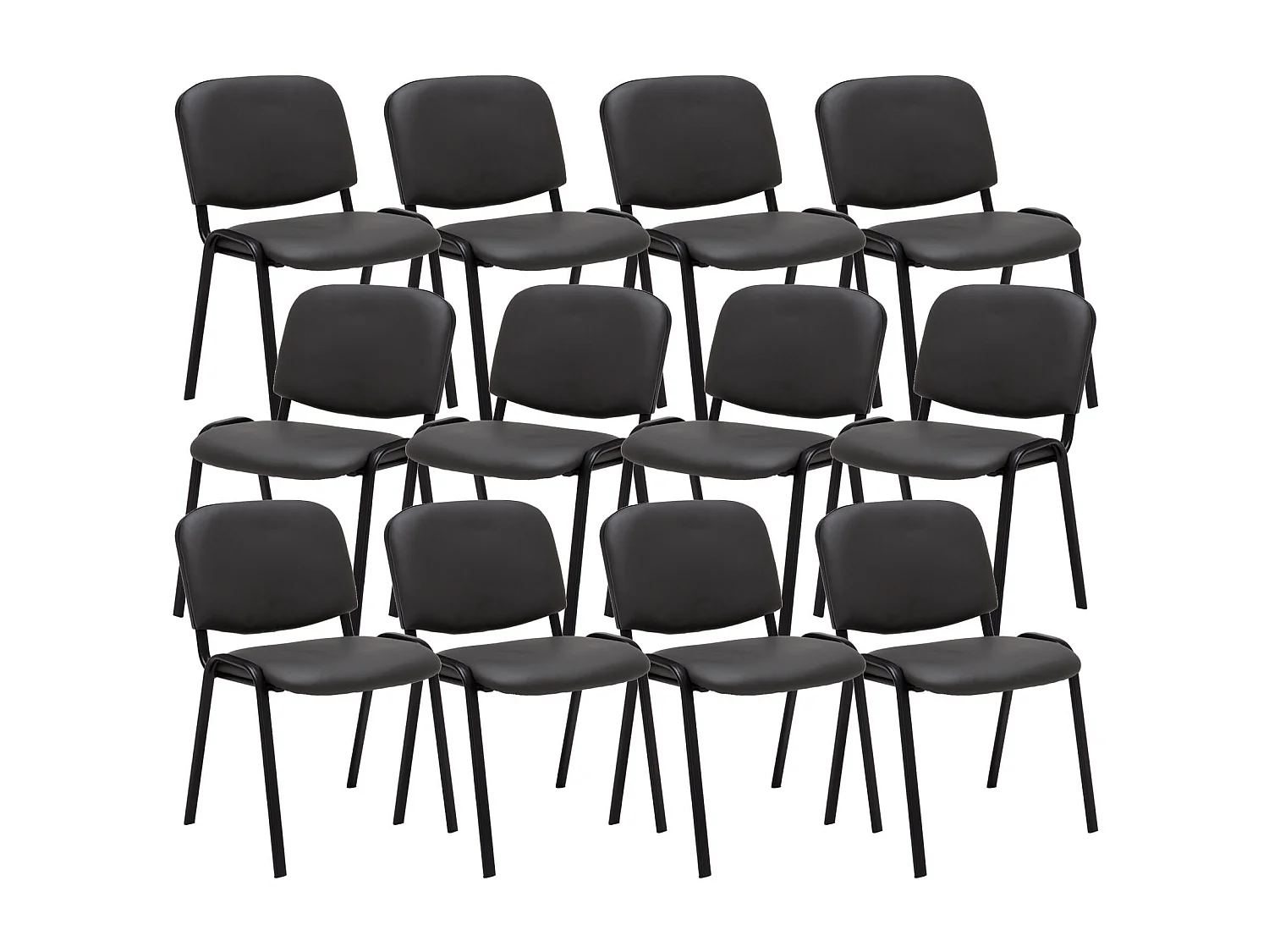 Lot de 12  Chaise de conférence - Similicuir & Nature - Gris - Ken